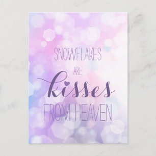 Snowflakes are kisses from heaven - Purple Glitter Postcard