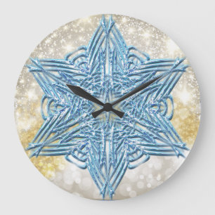 Snowflakes Art 12 Wall Clocks & Numeral Options