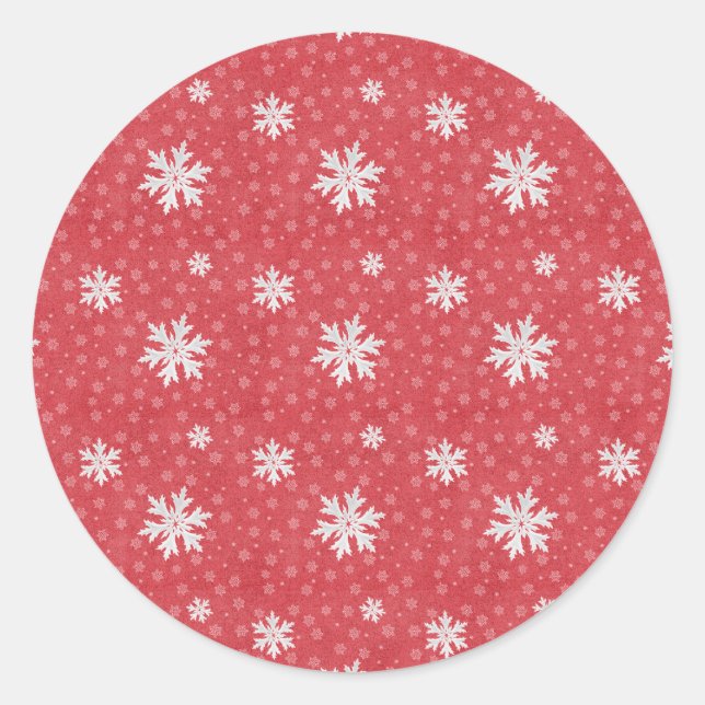 Snowflakes at Christmas Eve Invitation Classic Round Sticker (Front)