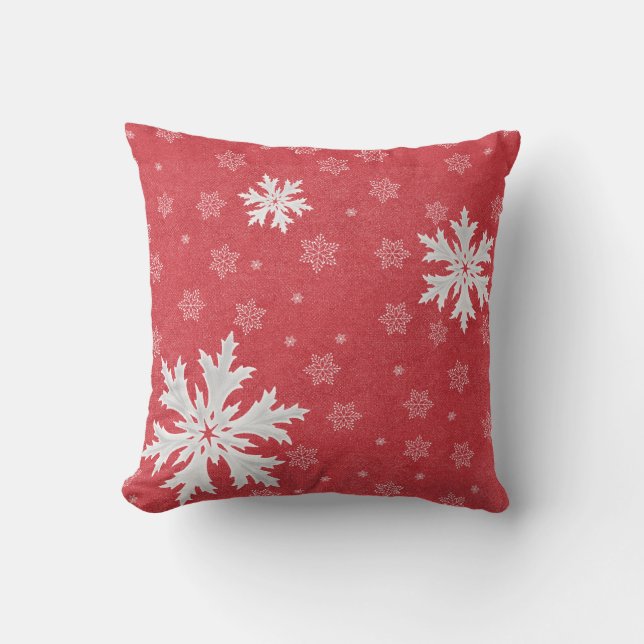 Snowflakes at Christmas Eve Postcard Cushion (Front)