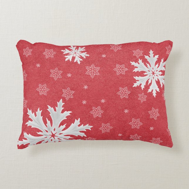 Snowflakes at Christmas Eve Postcard Decorative Cushion (Front)