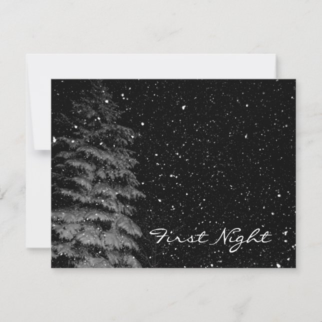 snowflakes at night  unique photograph invitation (Front)