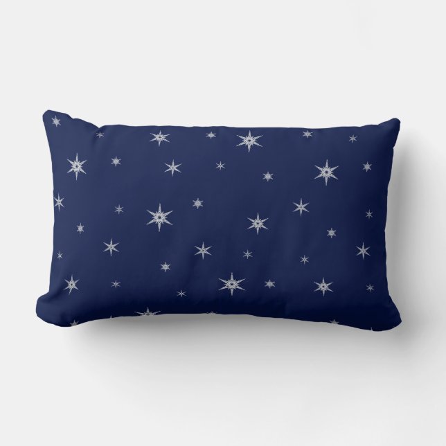 Snowflakes At Night | Winter Time Lumbar Cushion (Front)