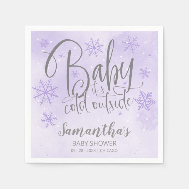 Snowflakes Baby It's Cold Outside Baby Shower Napk Napkin (Front)