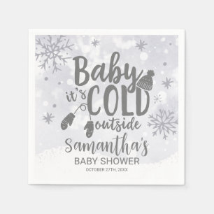 Snowflakes Baby It's Cold Outside Baby Shower Napkin