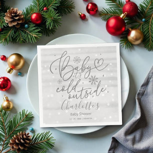 Snowflakes Baby It's Cold Outside Baby Shower Napkin
