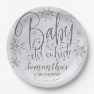 Snowflakes Baby It's Cold Outside Baby Shower  Pap Paper Plate