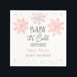 Snowflakes Baby it's cold outside baby shower Pink Napkin<br><div class="desc">Whimsical watercolor Snowflakes Baby it's cold outside winter Baby Shower theme. Easy to personalise. pink</div>