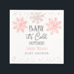 Snowflakes Baby it's cold outside baby shower Pink Napkin<br><div class="desc">Whimsical watercolor Snowflakes Baby it's cold outside winter Baby Shower theme. Easy to personalise. pink</div>