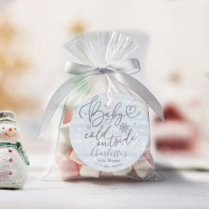 Snowflakes Baby It's Cold Outside Boy Baby Shower Favour Tags