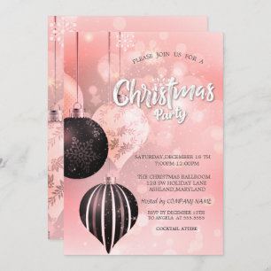 Snowflakes,Balls Red Christmas Company Invitation
