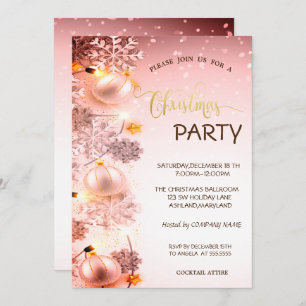 Snowflakes,Balls,String Lights,Snow Christmas  Invitation