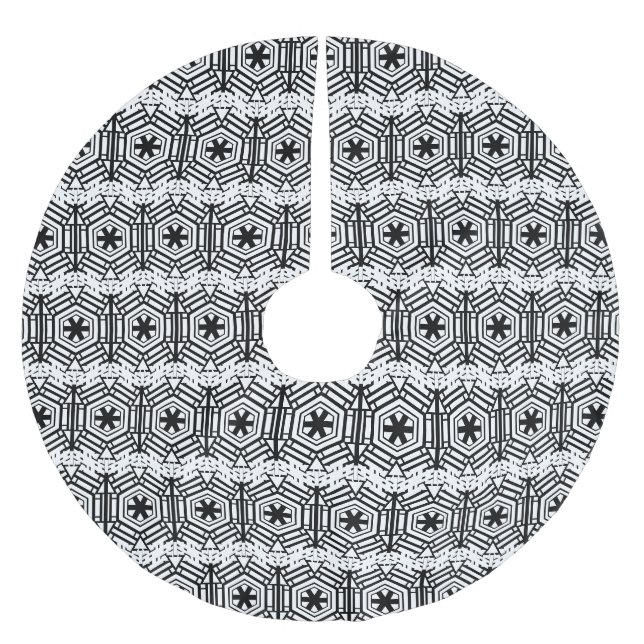 Snowflakes black white Scandinavian Christmas  Brushed Polyester Tree Skirt (Front)