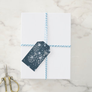 Snowflakes, blue and white, balloons gift tags