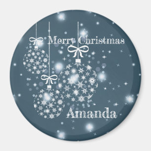 Snowflakes, blue and white, balloons magnet