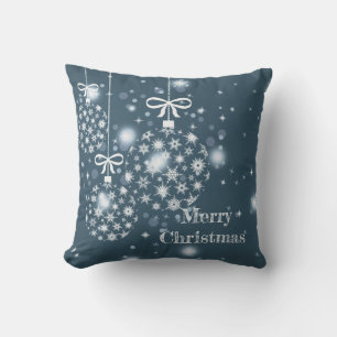 Snowflakes, blue and white, balloons, Merry Cushion