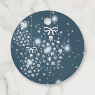 Snowflakes, blue and white, balloons, Merry Favour Tags