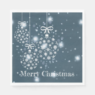 Snowflakes, blue and white, balloons, Merry Napkin