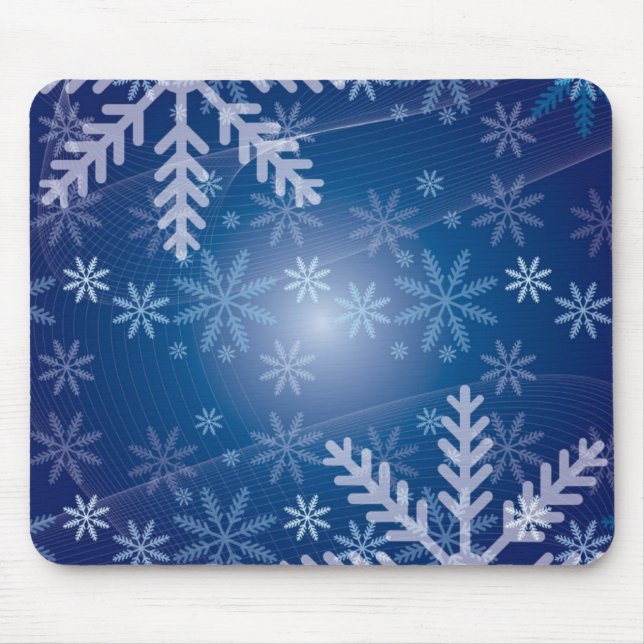 Snowflakes Blue Background Mousepad (Front)