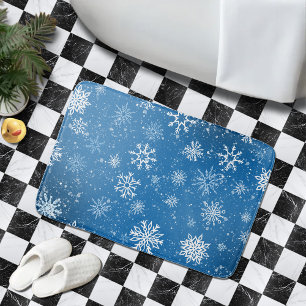 Snowflakes Blue Bath Mat