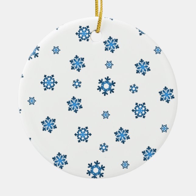 Snowflakes (Blue & Black) Ceramic Ornament (Front)