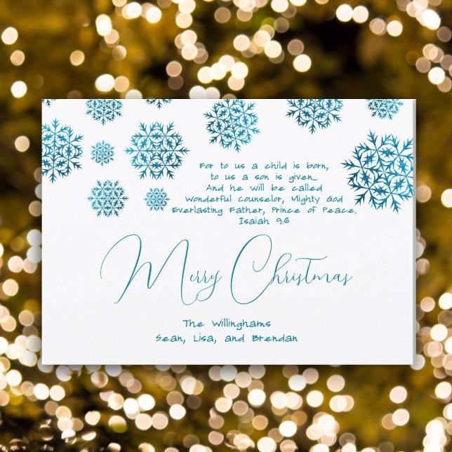 Snowflakes Blue Christian Christmas Scripture Card (Creator Uploaded)