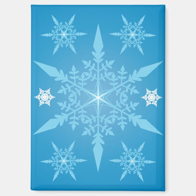 Snowflakes Blue Winter Wonderland Magnet (Front)