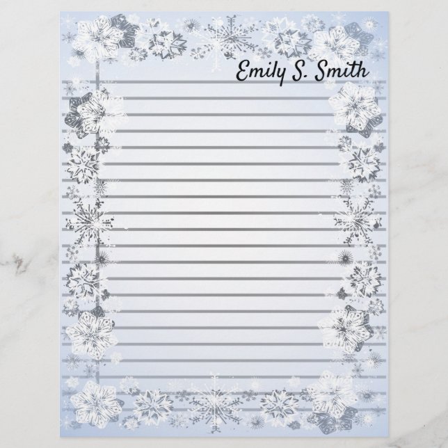 Snowflakes Border Personalised Writing Paper (Front)