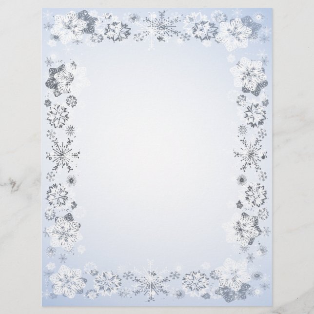 Snowflakes Border Unlined Writing Paper (Front)