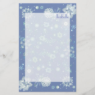 Snowflakes Border Unlined Writing Paper