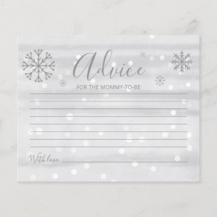 Snowflakes Budget Grey Baby Shower Advice Cards