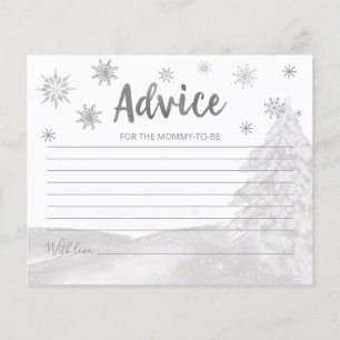 Snowflakes Budget Grey Baby Shower Advice Cards