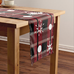 Snowflakes Buffalo Pattern Holiday Short Table Runner