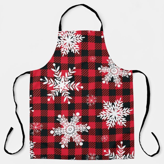 Snowflakes & Buffalo Plaid: Winter Charm Apron (Front)