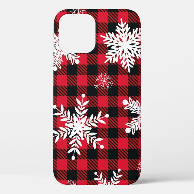 Snowflakes & Buffalo Plaid: Winter Charm Case-Mate iPhone Case (Back)
