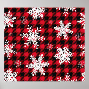 Snowflakes & Buffalo Plaid: Winter Charm Poster