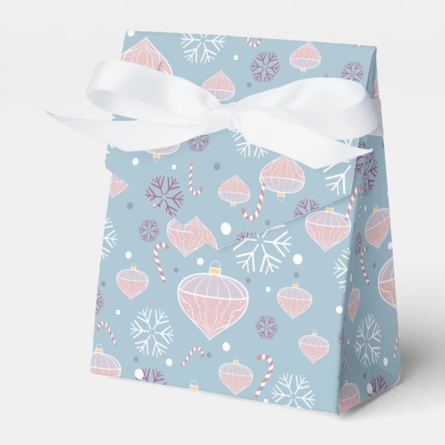Snowflakes, Candy Canes & Ornaments Tent Favour Bo Box (Front Side)
