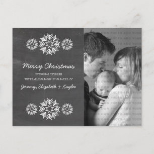 Snowflakes Chalkboard Photo Postcard, Grey Holiday Postcard