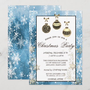 Snowflakes,Christmas Balls Company Party Invitation