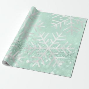 Snowflakes Christmas Holiday Grey Glitter Wrapping Paper