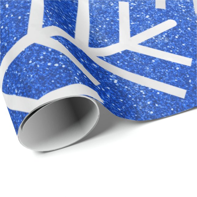Snowflakes Christmas Holiday Merry Blue Glitter Wrapping Paper (Roll Corner)