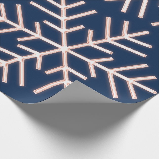 Snowflakes Christmas Holiday Pink Blue Navy Wrapping Paper (Corner)