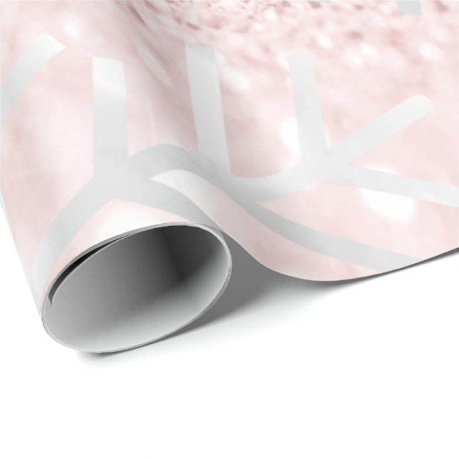Snowflakes Christmas Holiday Pink Pastel Glitter Wrapping Paper (Roll Corner)