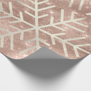 Snowflakes Christmas Holiday Rose Spark Glitter Wrapping Paper