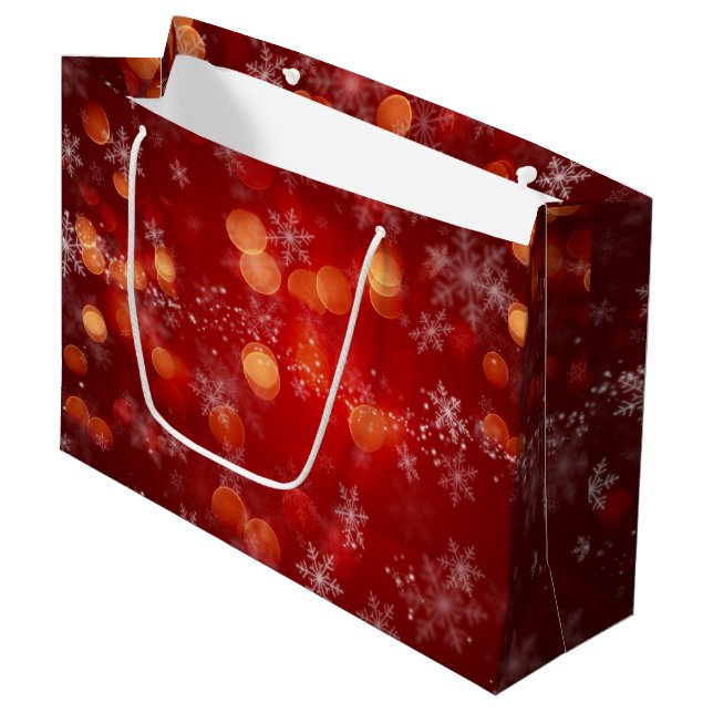 Snowflakes Christmas Large Gift Bag (Front Angled)