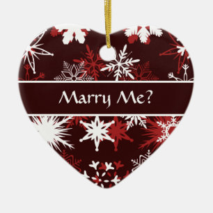 Snowflakes Christmas marriage proposal Ceramic Ornament