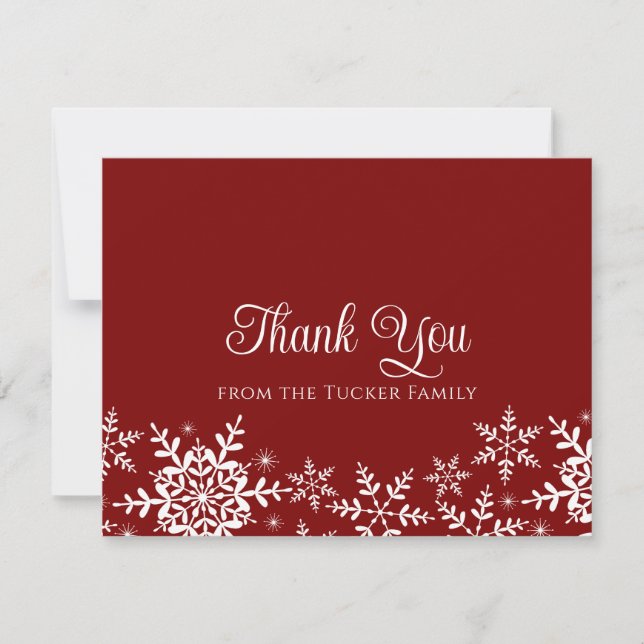 Snowflakes Christmas or Winter Thank You Card (Front)