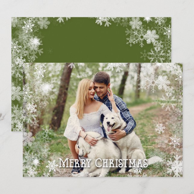 Snowflakes Christmas Photo Holiday Card (Front/Back)