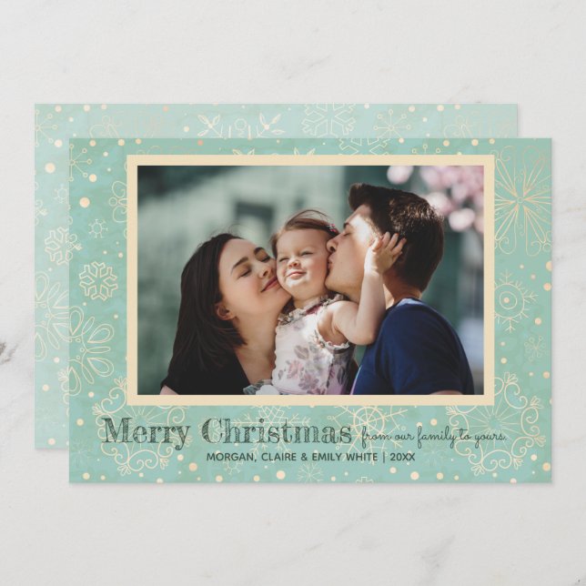 Snowflakes Christmas Photo Holiday Card (Front/Back)