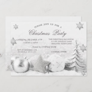 Snowflakes,Christmas Tree Balls Company   Invitation